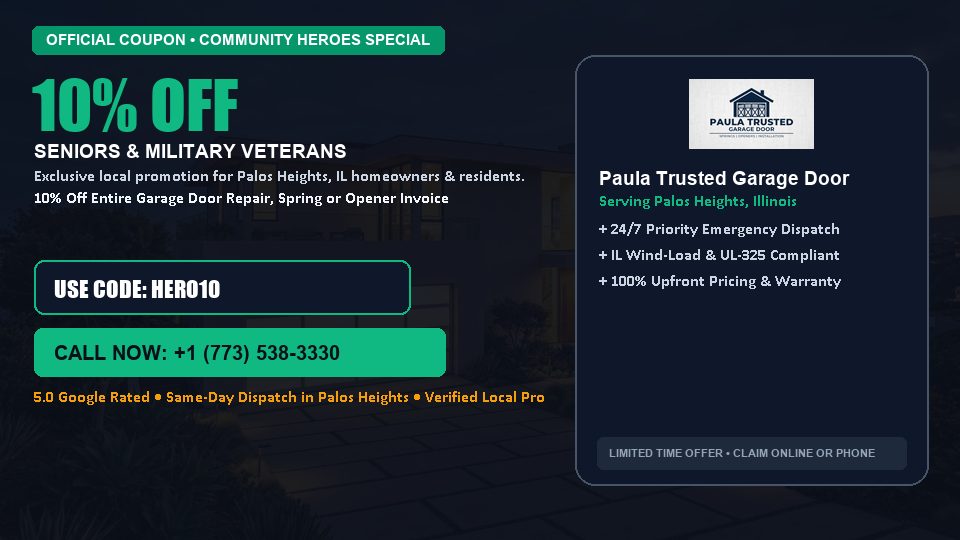 Paula Trusted Garage Door 10% OFF Seniors & Military Veterans in Palos Heights, IL